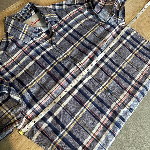 Robert Graham Tailored Fit FlipSide Paisley Plaid Long Sleeve Button Up M - Picture 9 of 10